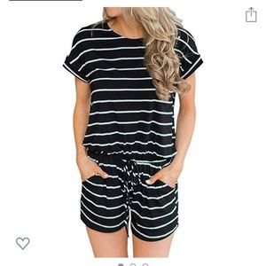 Black and White Stripe Romper